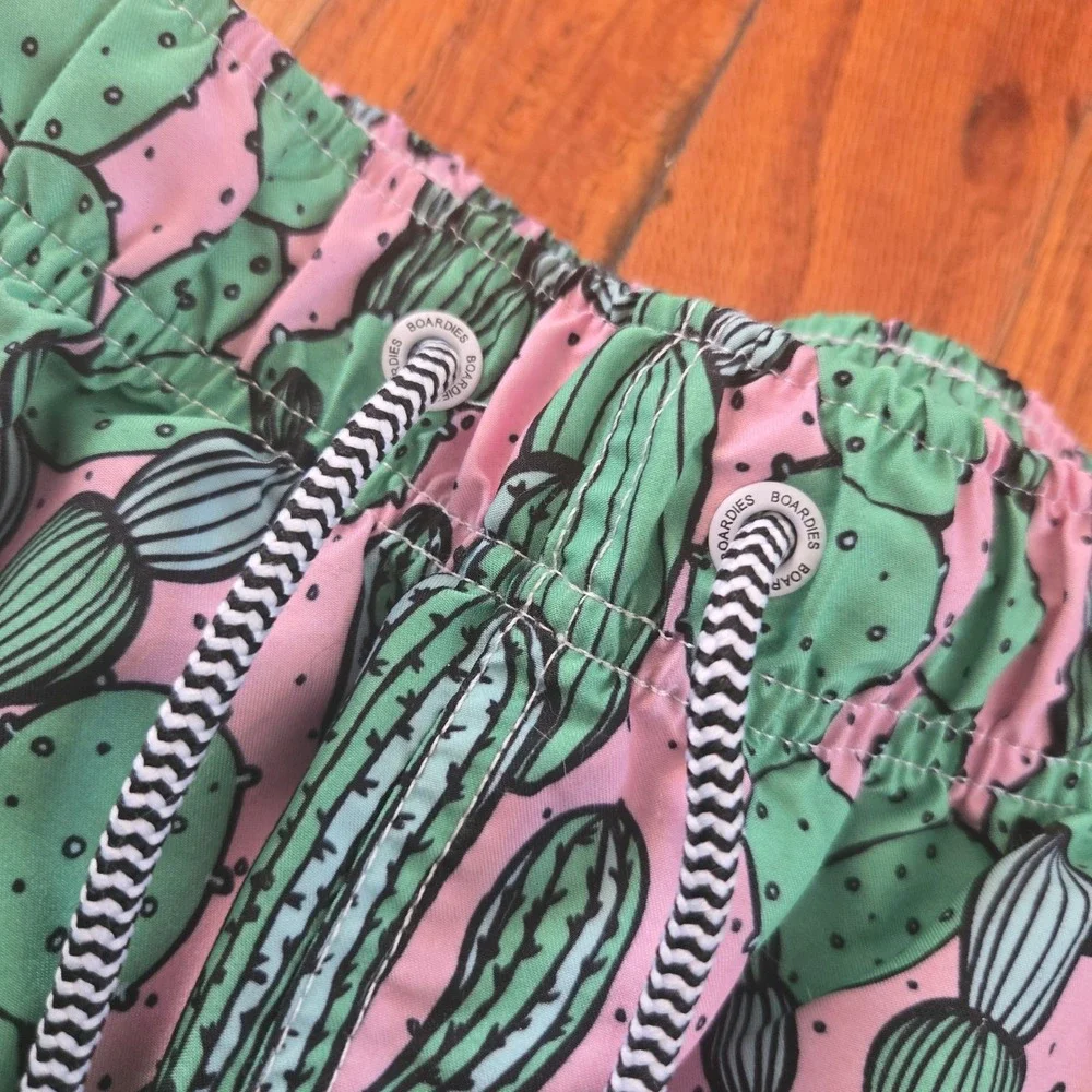 Boardies Apparel Mens Pink Cactus Print Swim Trunks Board‎ Shorts Size L